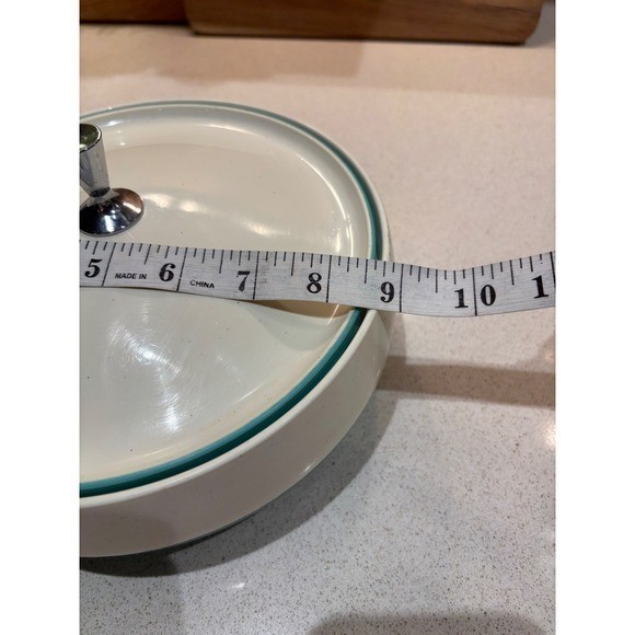 Vintage Vacron Bopp-Decker Melamine Serving Dish Lid Chrome Knob Turquoise White