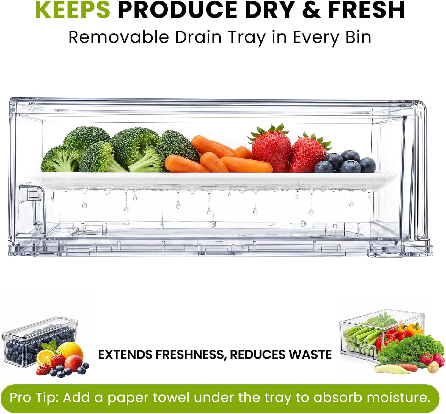6Pack Fridge Organizers and Storage,Stackable Fridge Organizer Bins with Lids, 2