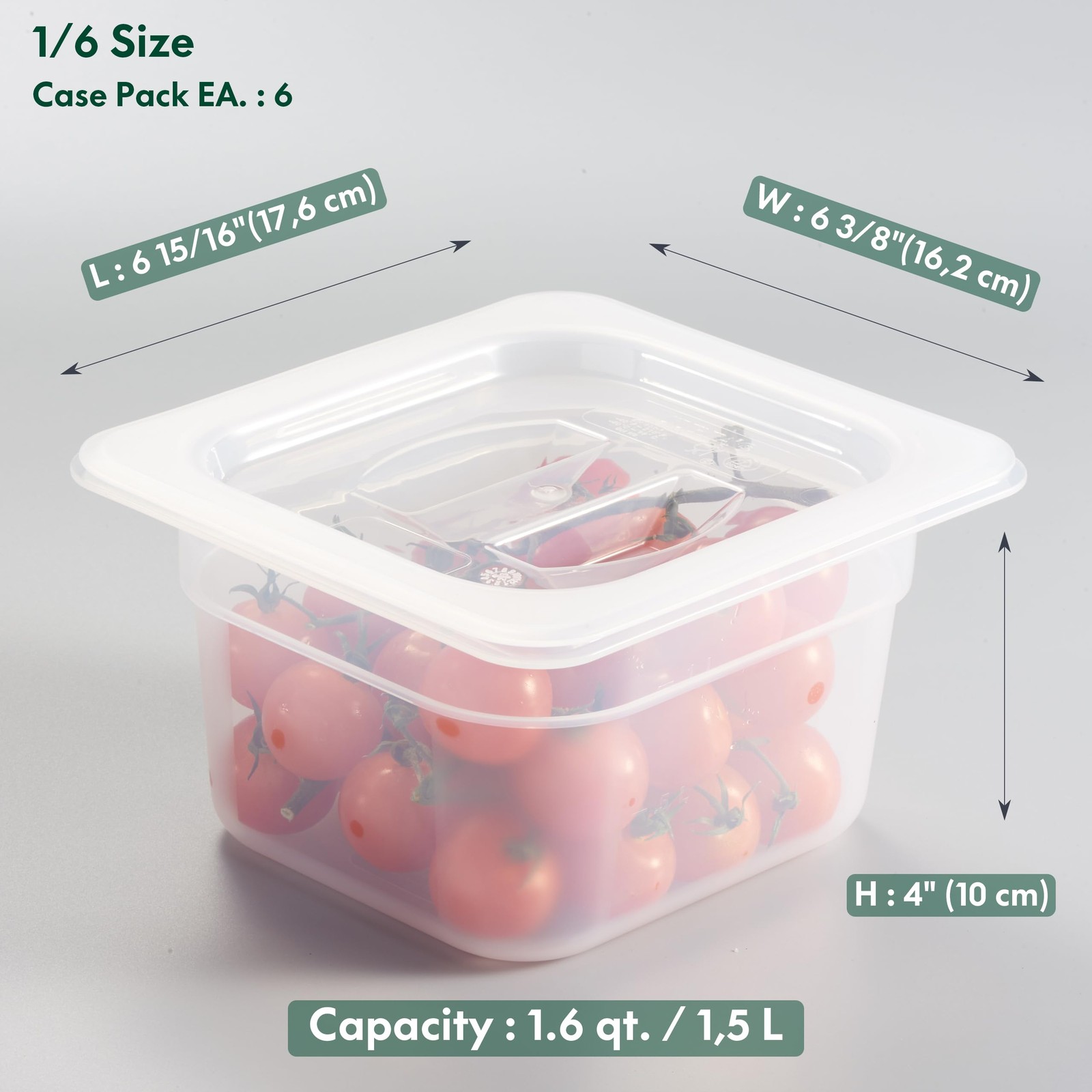 6-Pack 1/6 Size 4″ Deep Food Pan with Handled Lid – NSF Listed Commercial-Tra…