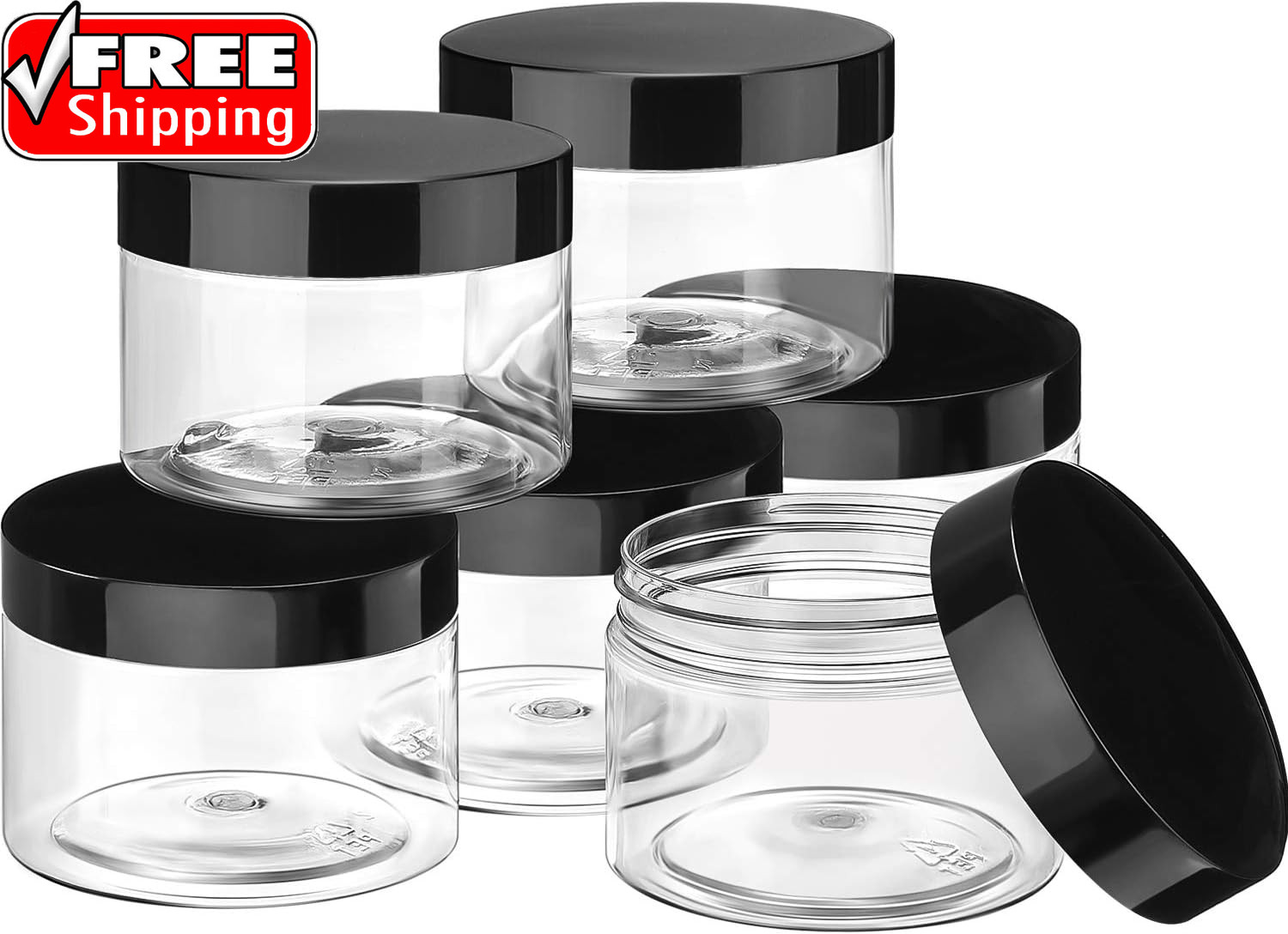 6 Pack 6Oz Plastic Jars Containers with Lids Wide-Mouth Refillable Leakproof Reu