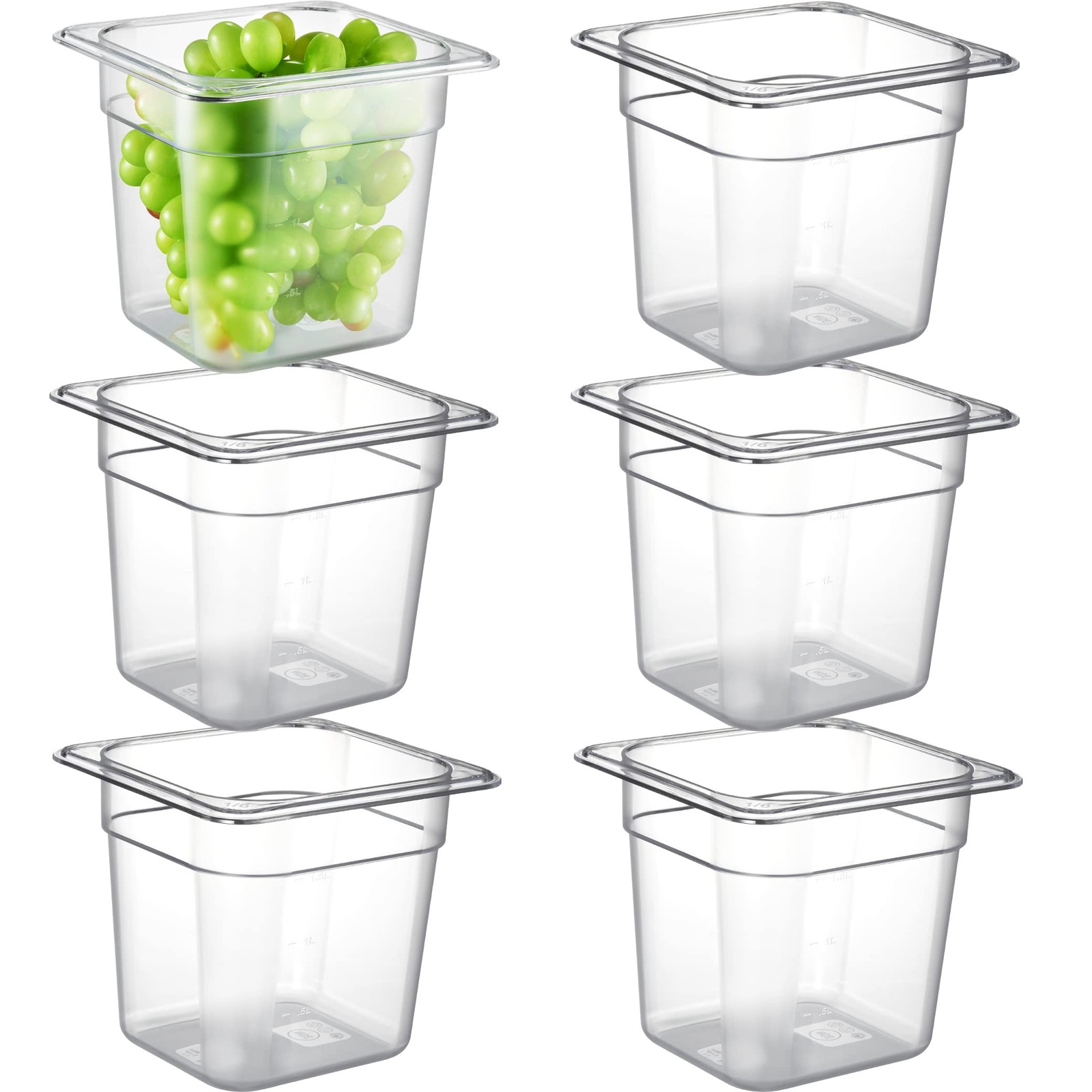 CURTA 6Pack 1/6 Size 6″ Deep NSF Polycarbonate Food Pans | Dishwasher & Freez…