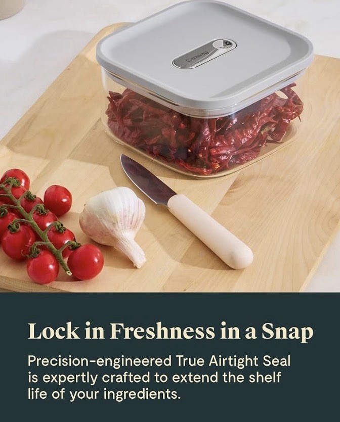 Caraway 1qt Glass Airtight Food Storage Container with Lid; Non-Toxic, BP