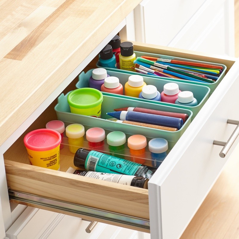 Set of 3 Flexible Drawer Organizers Dishwasher Safe Stackable Storage Trays New