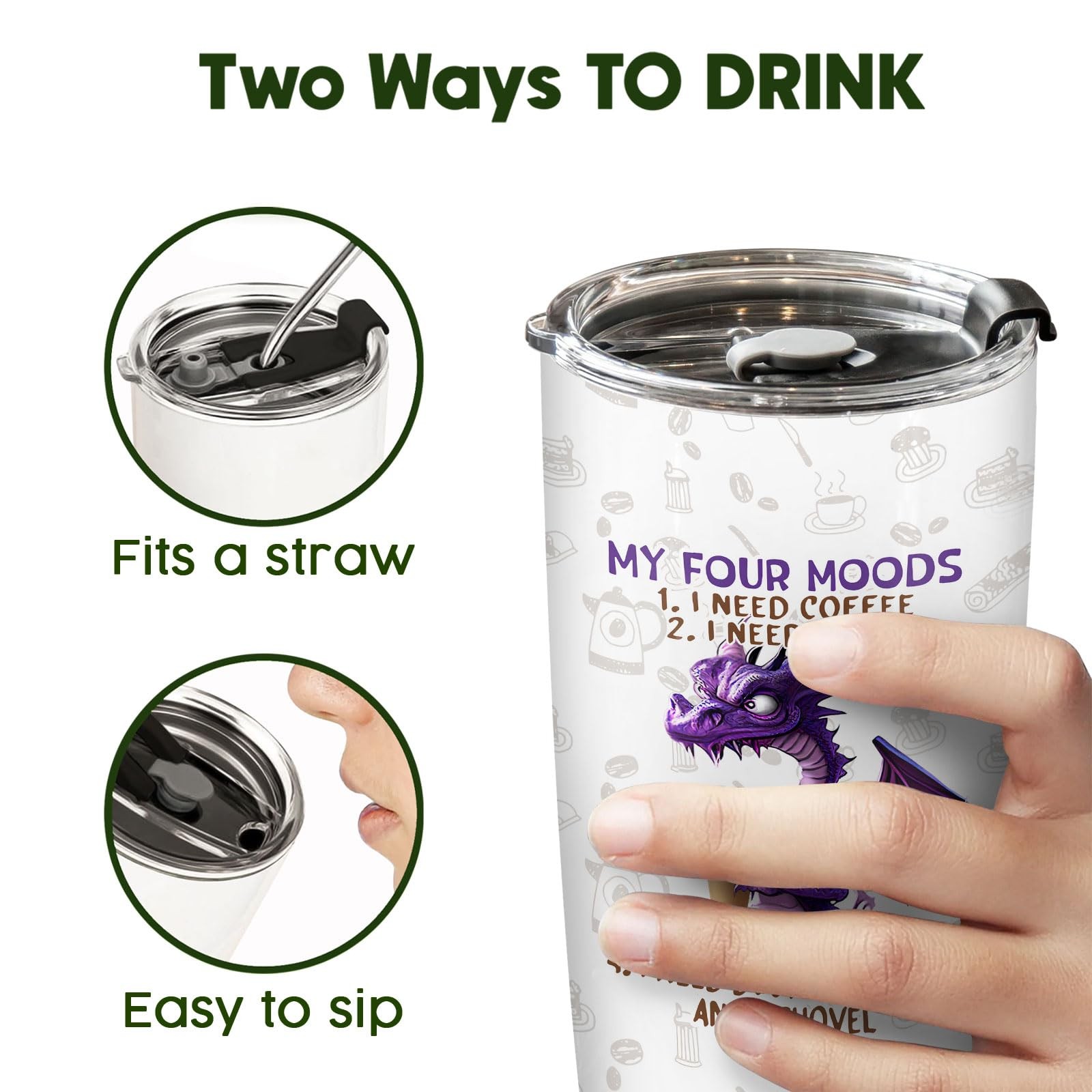 34Hd Dragon Coffee Moods Tumbler 20Oz Stainless Steel Insulated – Funny Purple