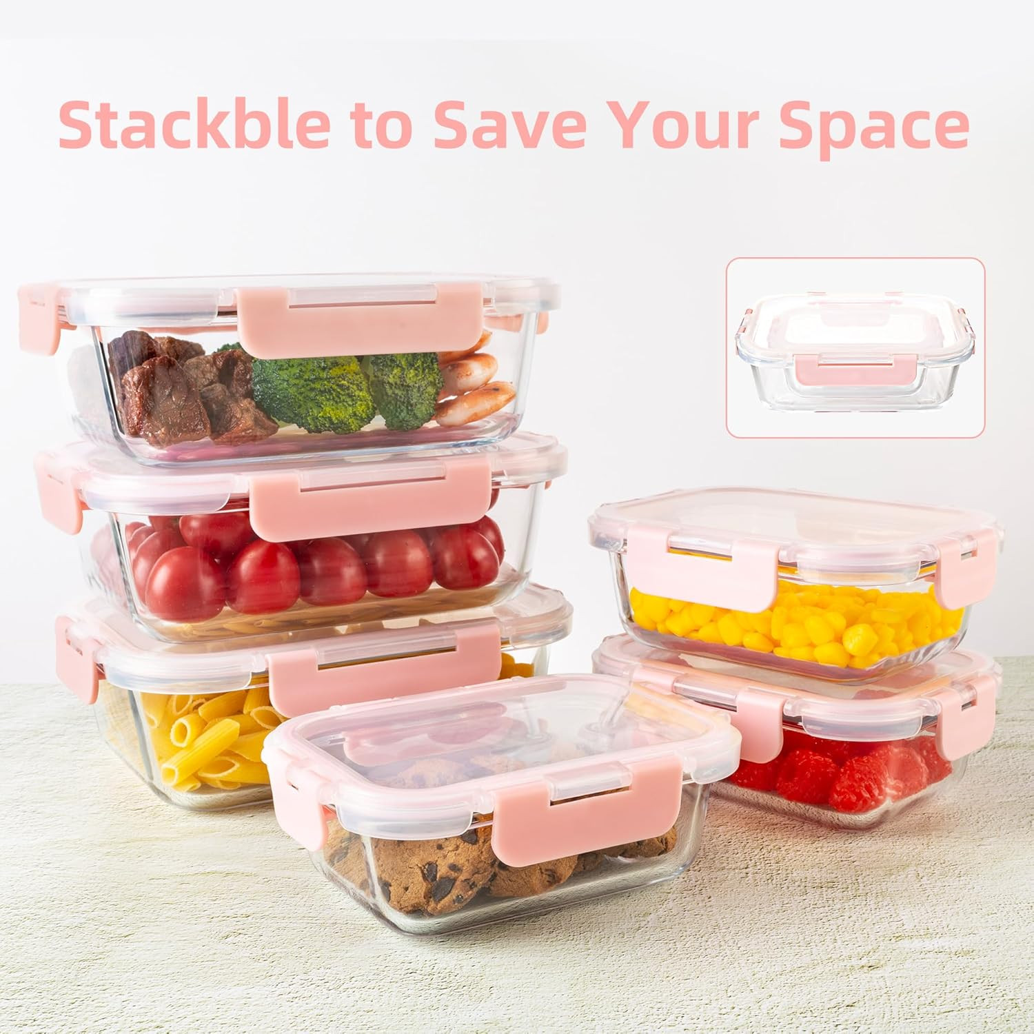 16PCS (8 Bowls + 8 Lids) High Borosilicate Glass Meal Prep Containers, Food Stor