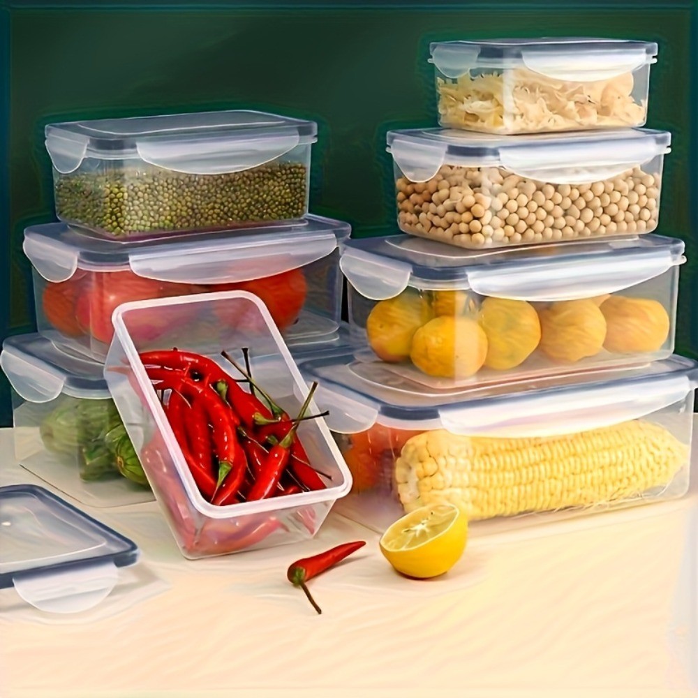 8 Pack Stackable Food Storage Containers Airtight & Leakproof Set Snap Lock Lids