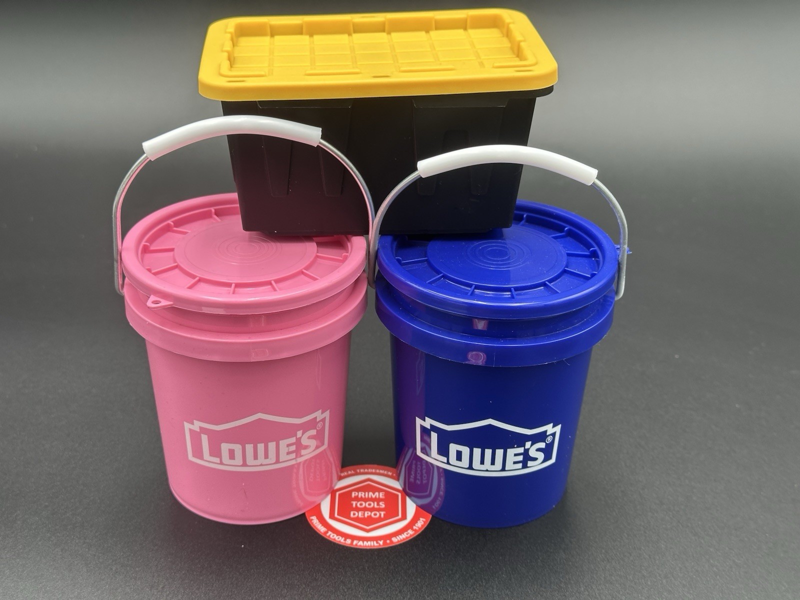 Lowe’s Mini Buckets & Tote, Lids x 3, BPA-Free Plastic Storage Pail, Gifts