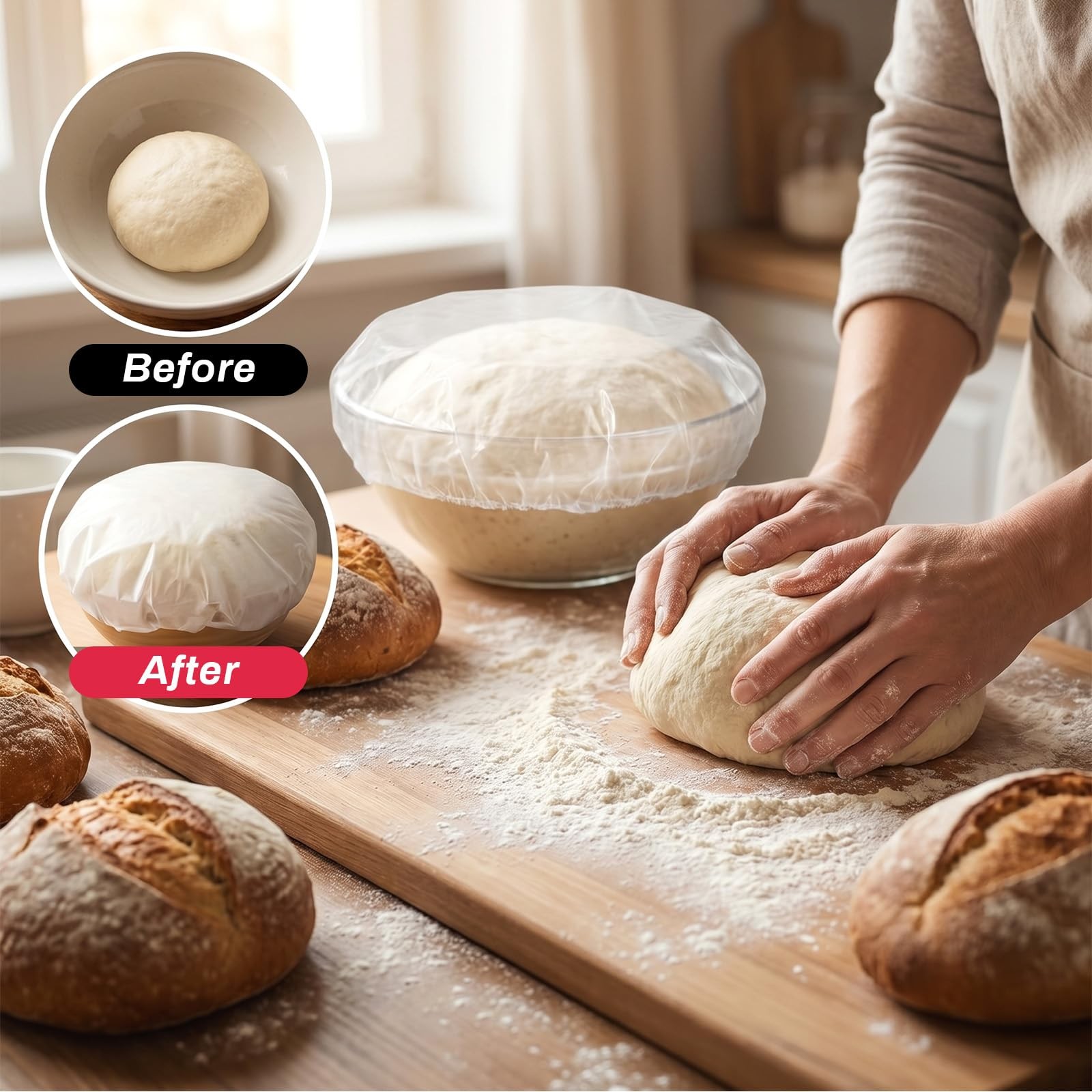 2Pcs Eva Plastic Bowl Covers Fits 6-11 Inch Bowls, Reusable Elastic Sourdough…