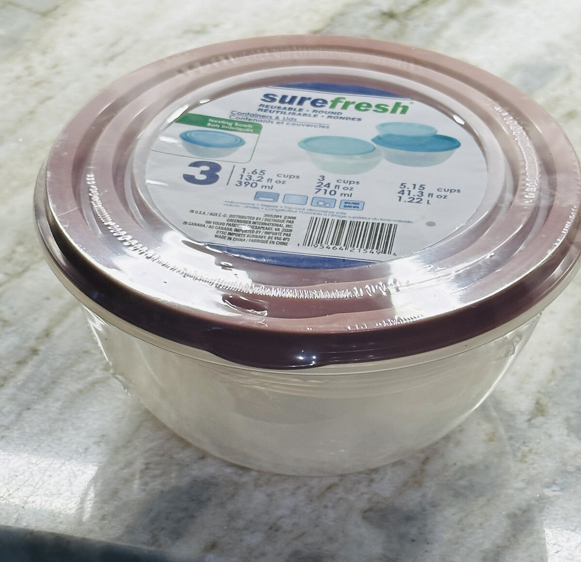 3 Pack Round Containers Food Storage Nesting Bowl W Lid-BPA Free
