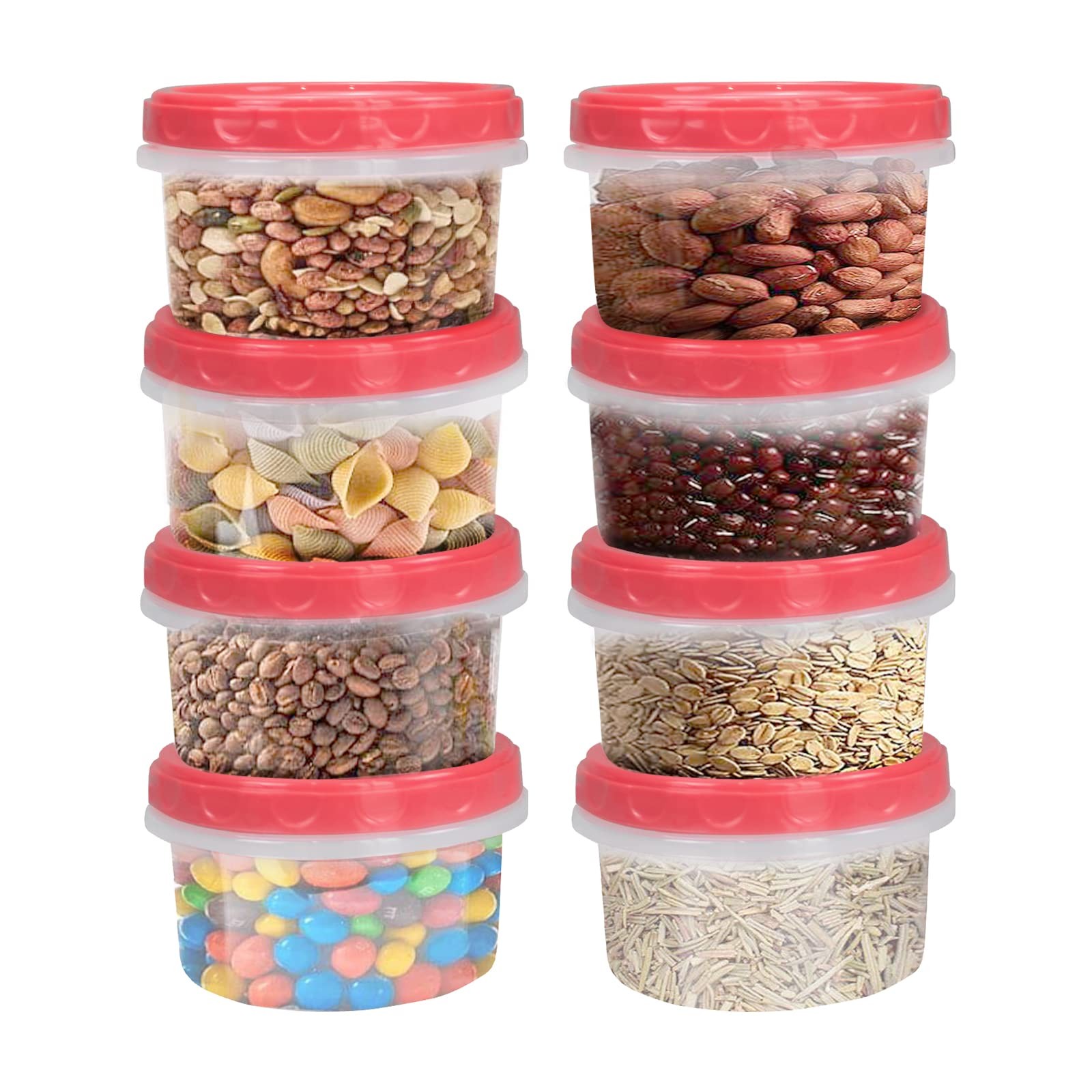 8 Pack 8 Ounce reuseable small plastic freezer storage container jars with sc…