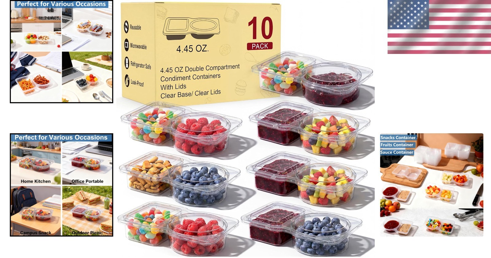 10 Pack Airtight 2-Compartment Meal Prep Containers | Microwave & Dishwasher …