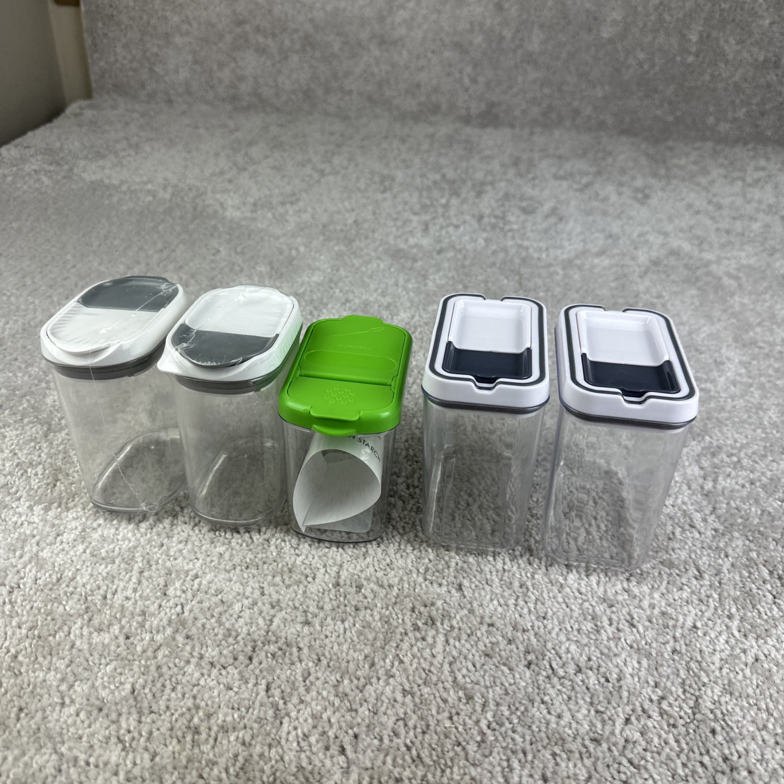 Lot of 5 Misc Brand Small Kitchen Containers for Spices Misc