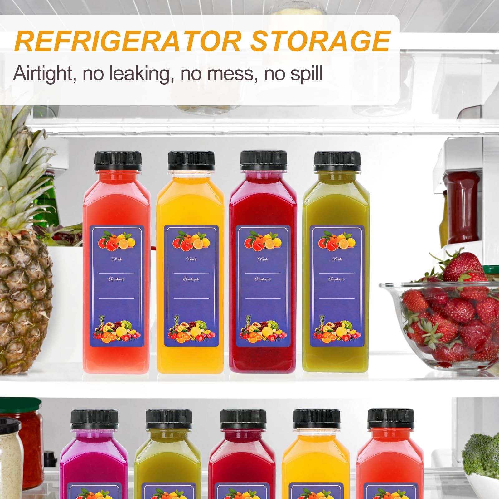 16oz Plastic Juice Bottles with Caps,Plastic Bottles with Black Tamper Proof …