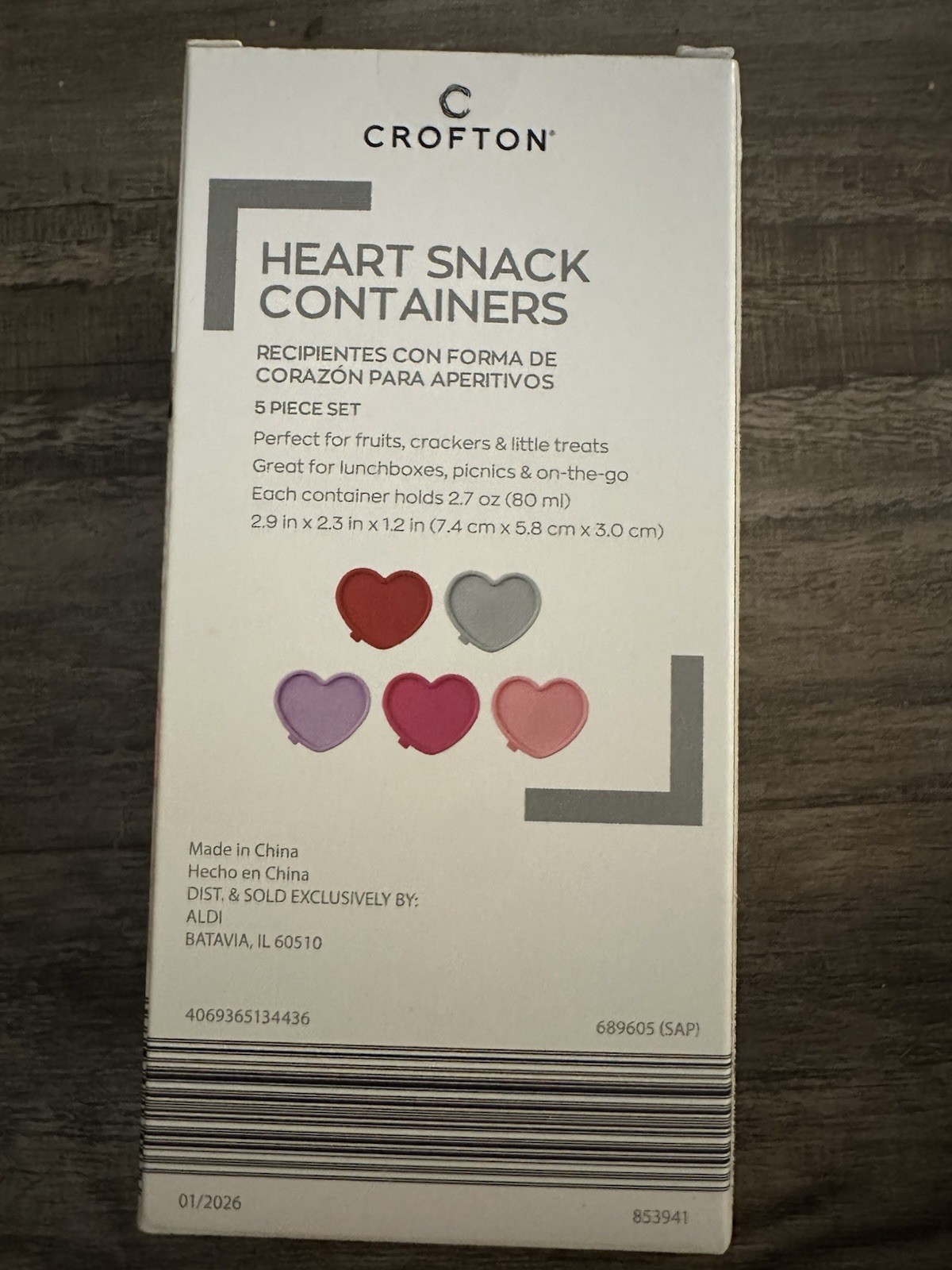 Crofton Pink Snackle Box & Heart Snack Containers Bundle NWT