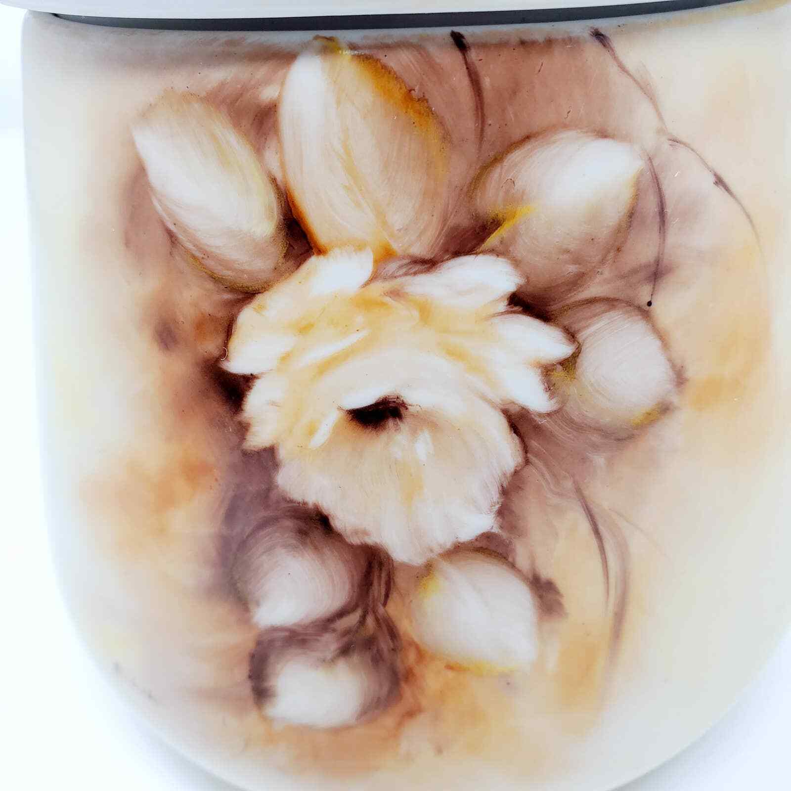 Vintage CSJose Handpainted Signed Floral Cottage Design Ceramic Jar Container