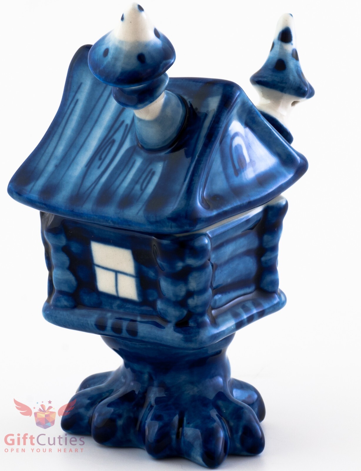 Gzhel porcelain Baba Yaga House Barrel pot jar container Magic Hut figurine