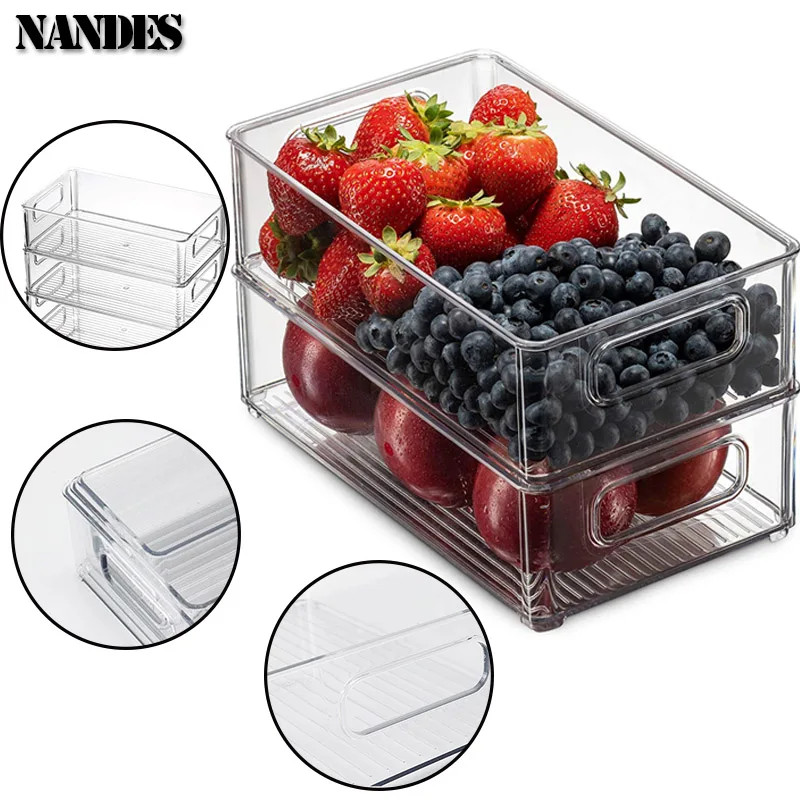 Refrigerator Organizer Bins Set Clear Stackable Fridge Storage Containers