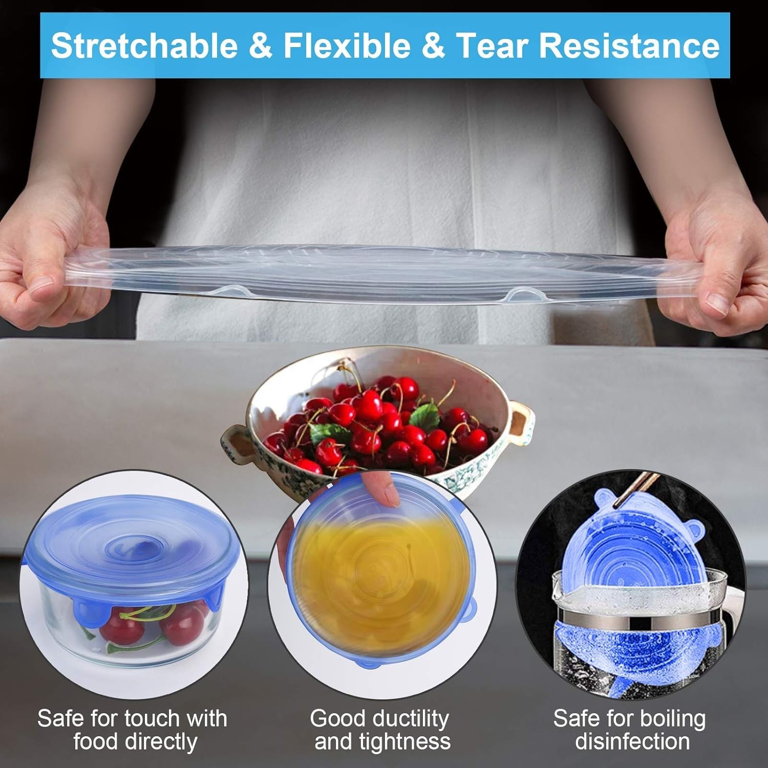Durable 14 PCS Silicone Stretch Lids – Keep Food Fresh, Fits Any Container