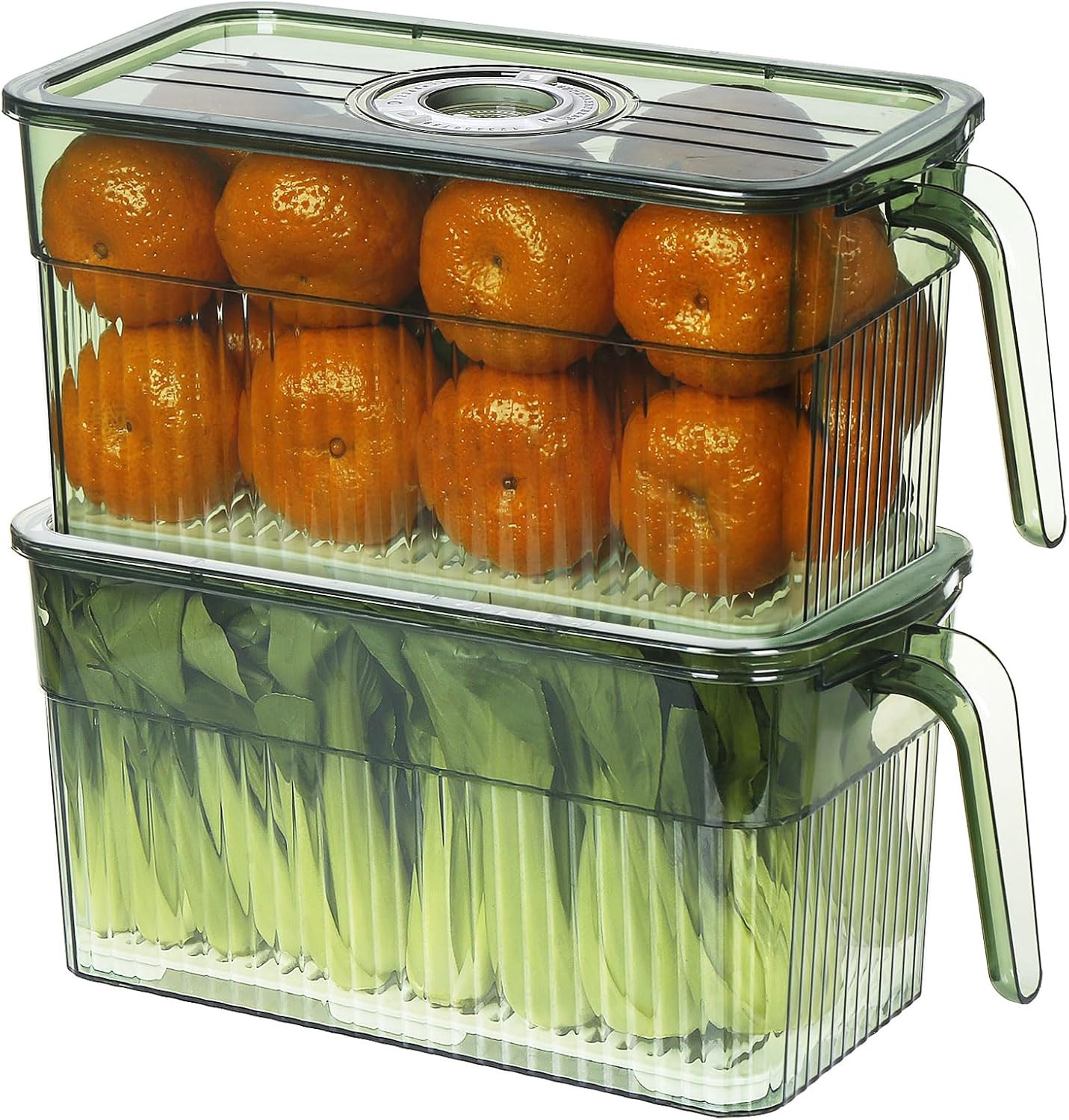 2Pack Stackable Food Storage Produce Saver Containers for Refrigerator, Berry