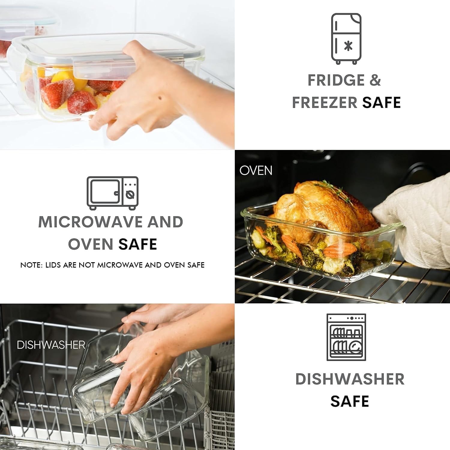 BPA Free Glass Food Storage 2 Piece Set Leak Resistant Airtight Containers