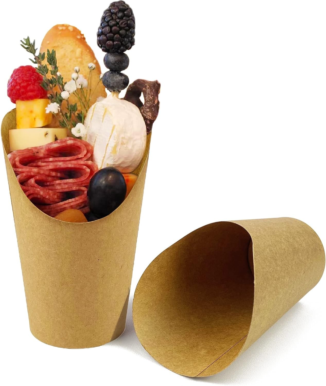 CAMKYDE 50 Pcs French Fries Holder, 14oz Disposable Paper 14 Ounces, Brown