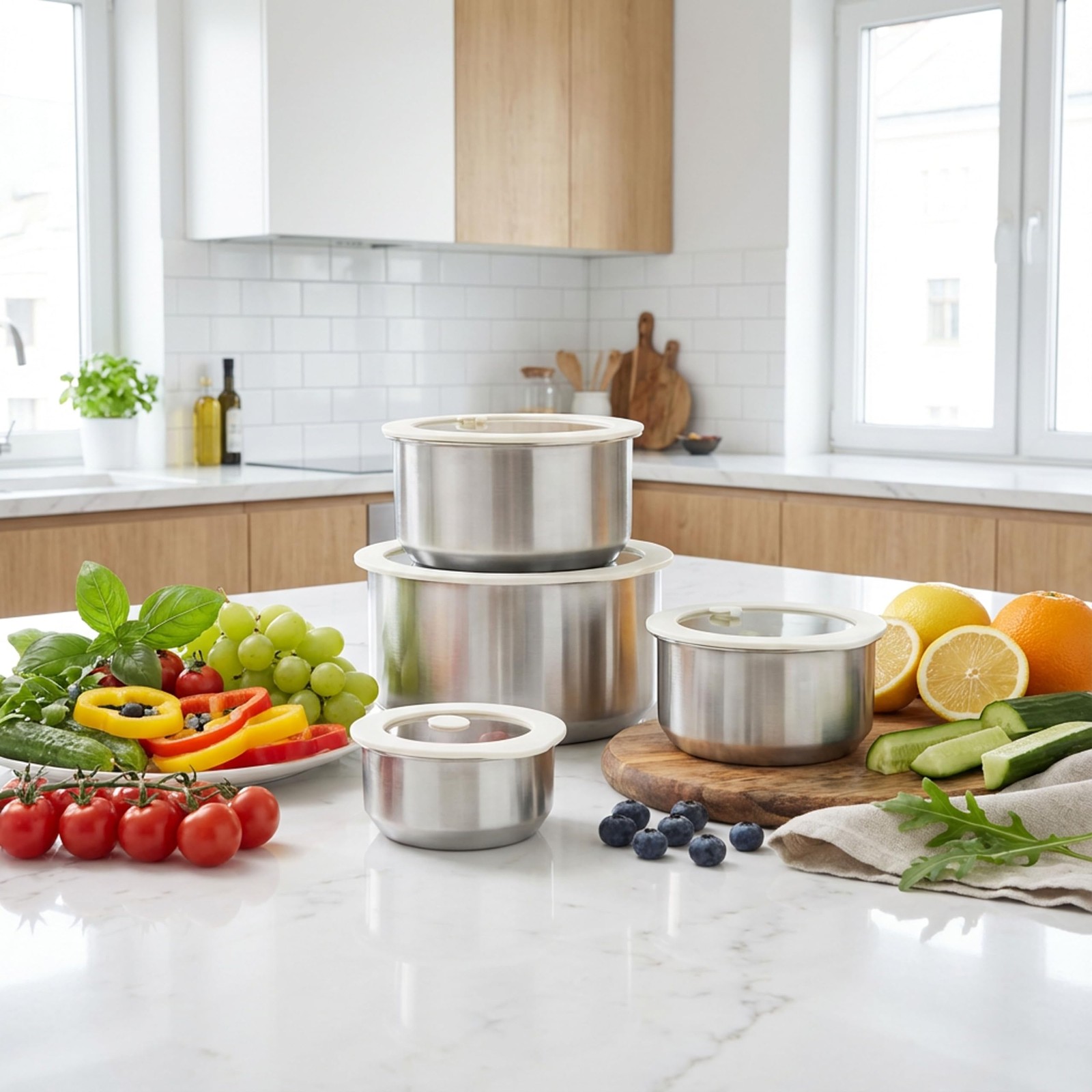 Urban Green Stainless Steel Food Containers with Glass Lid, Airtight Leakproo…