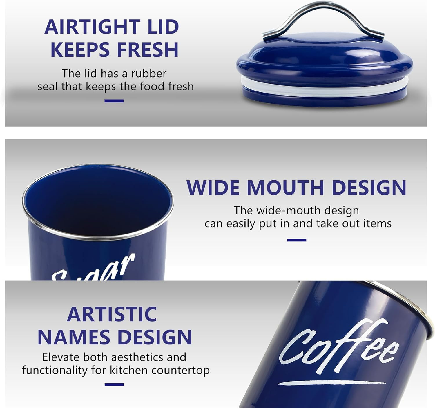 Kitchen Canister Sets for Countertop Food Storage Containers: Stainless Steel wi