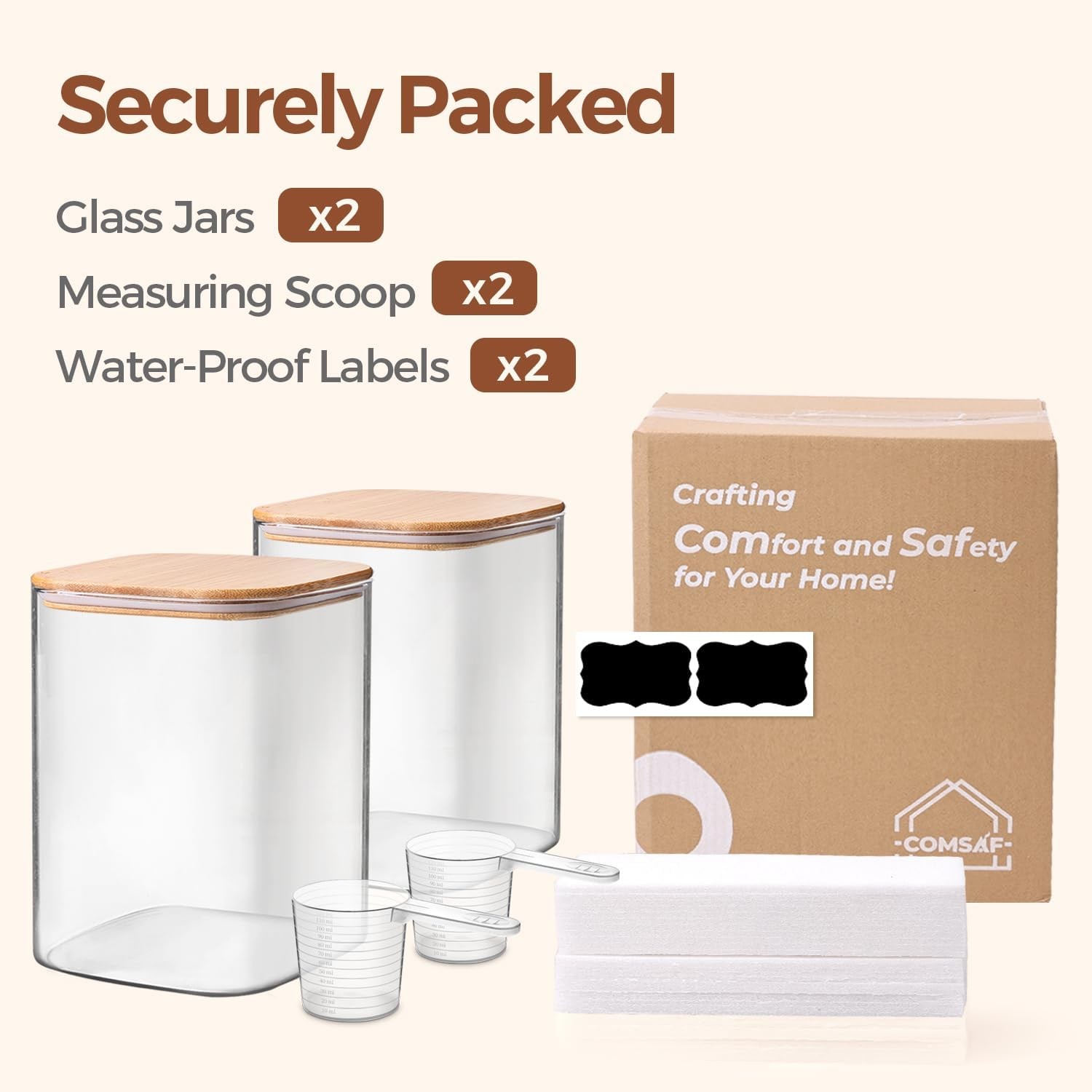 3.6 Qt Glass Food Storage Containers Set of 2, Large Storage Containers with