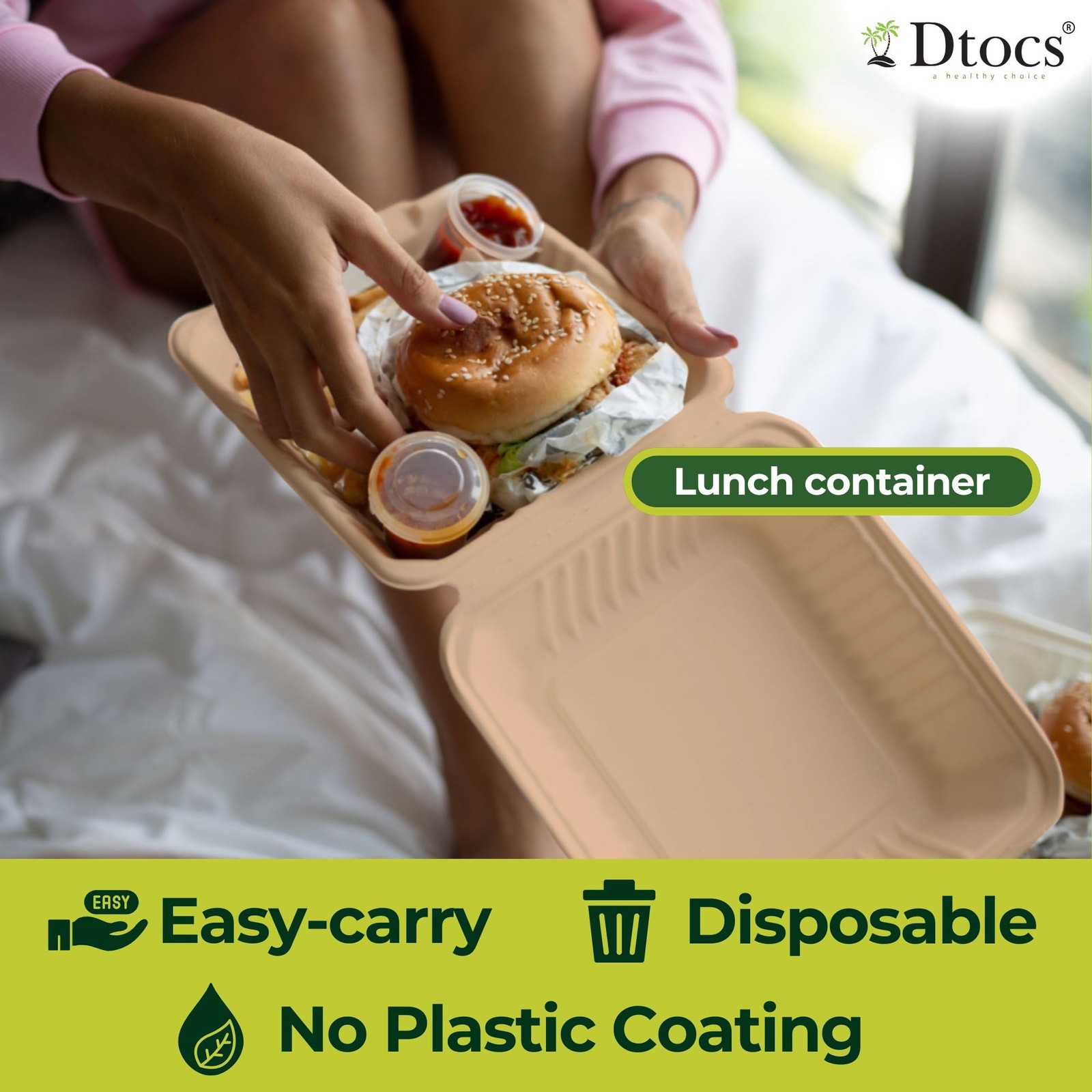 To Go Food Containers With Lids 8×8 Inch [70 Pack] Bamboo Clamshell Take Out …