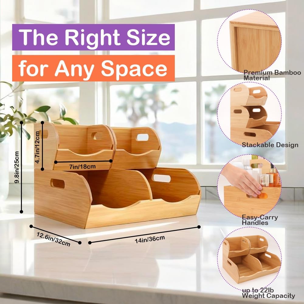 Stackable Pantry Organizer – 3-Piece Storage Basket Set for Potato, Onion & K…