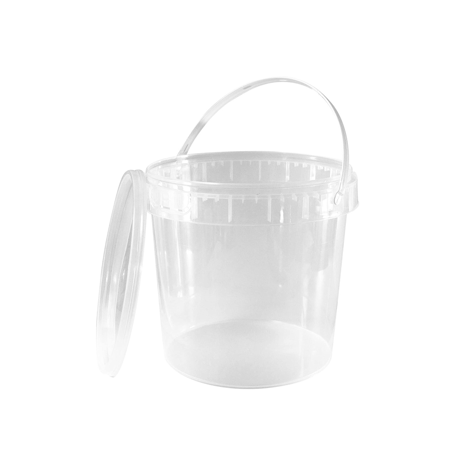 EcoQuality 1 Gallon Clear Plastic Ice Cream Bucket w/Lid & Handle, 1 Pack