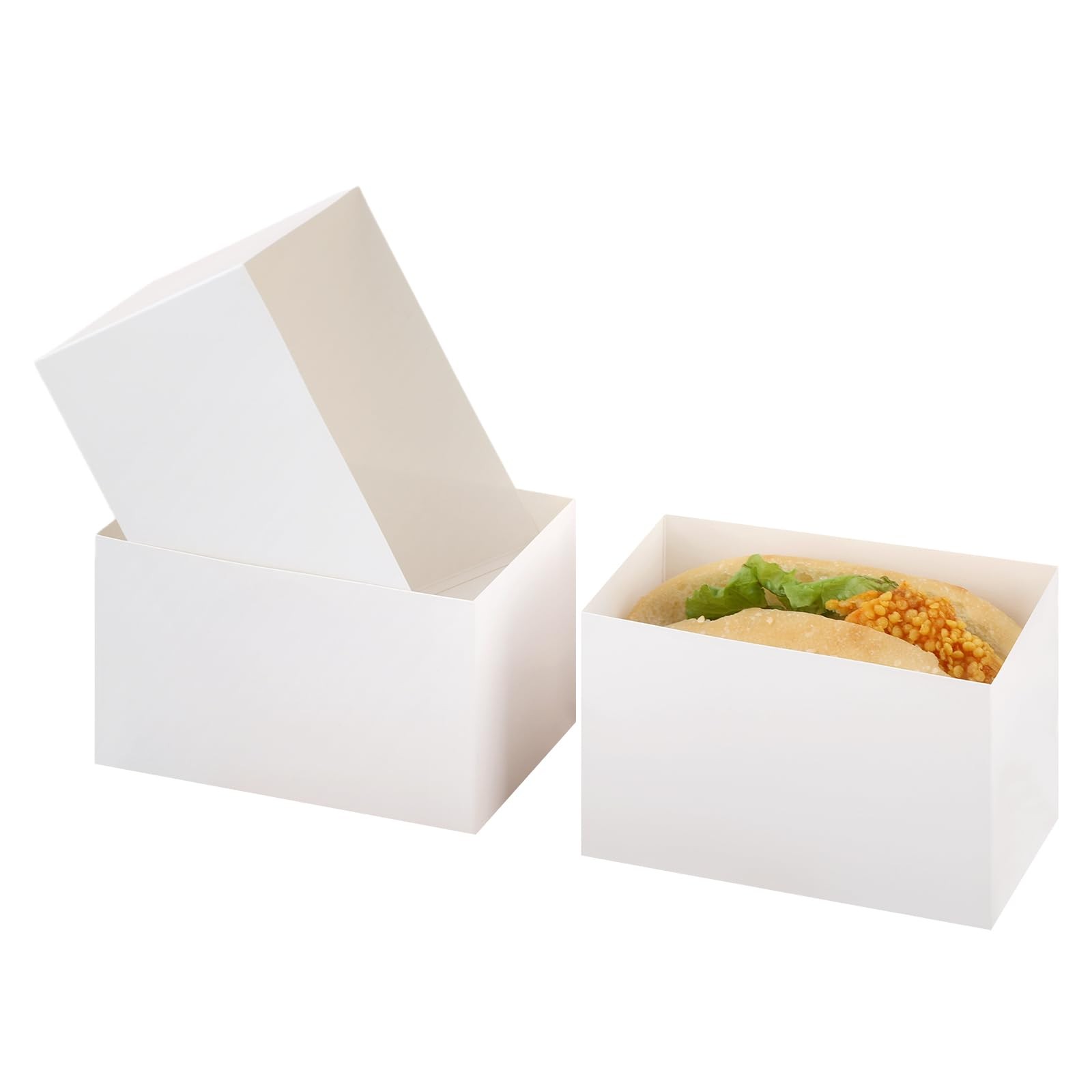 60 PCS White Paper Sandwich Boxes Take Out Containers 4.7×3.1×2.8 Inch