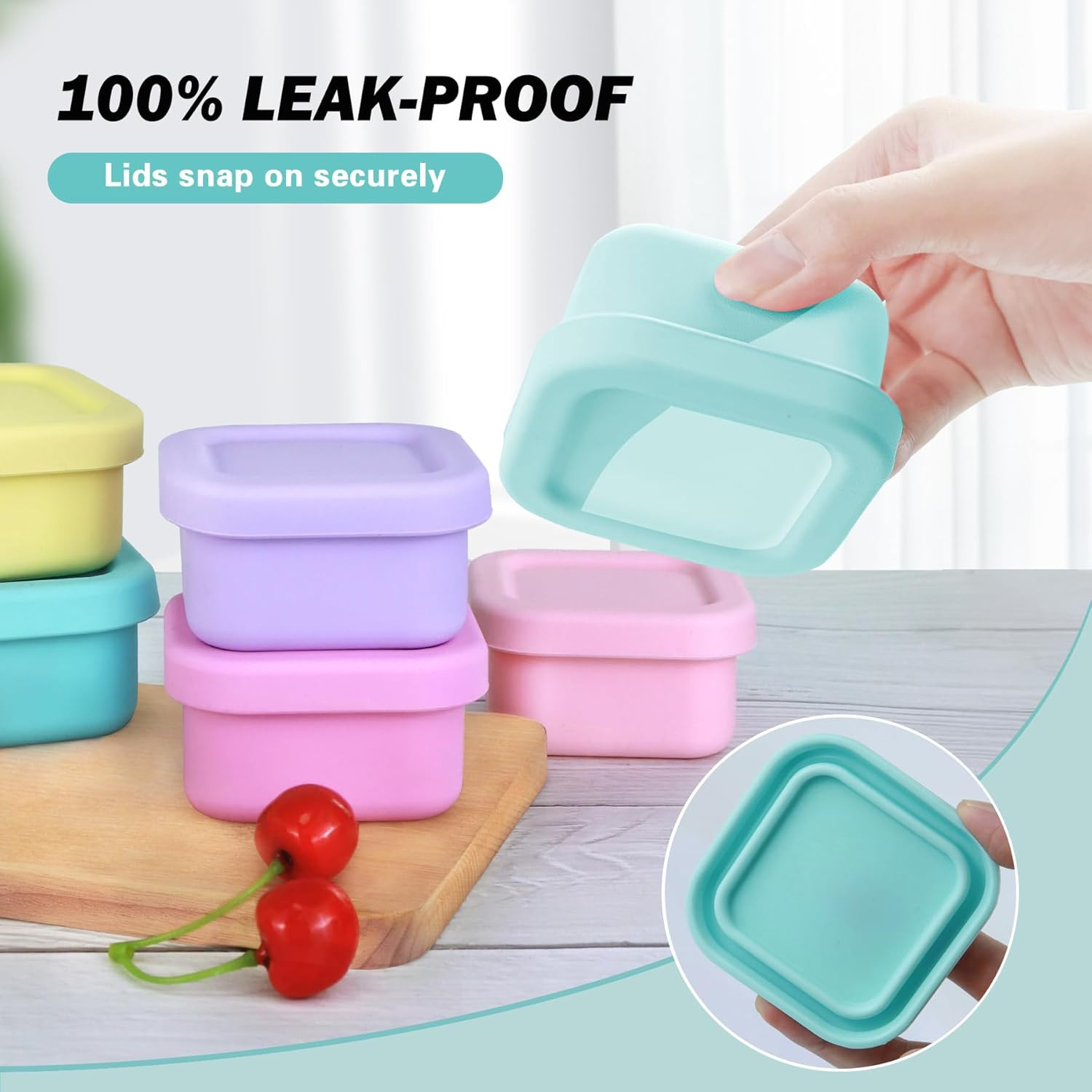 6 Pack 3.5 Oz Silicone Food Storage Containers Leak Proof Food Snack Storage Cub