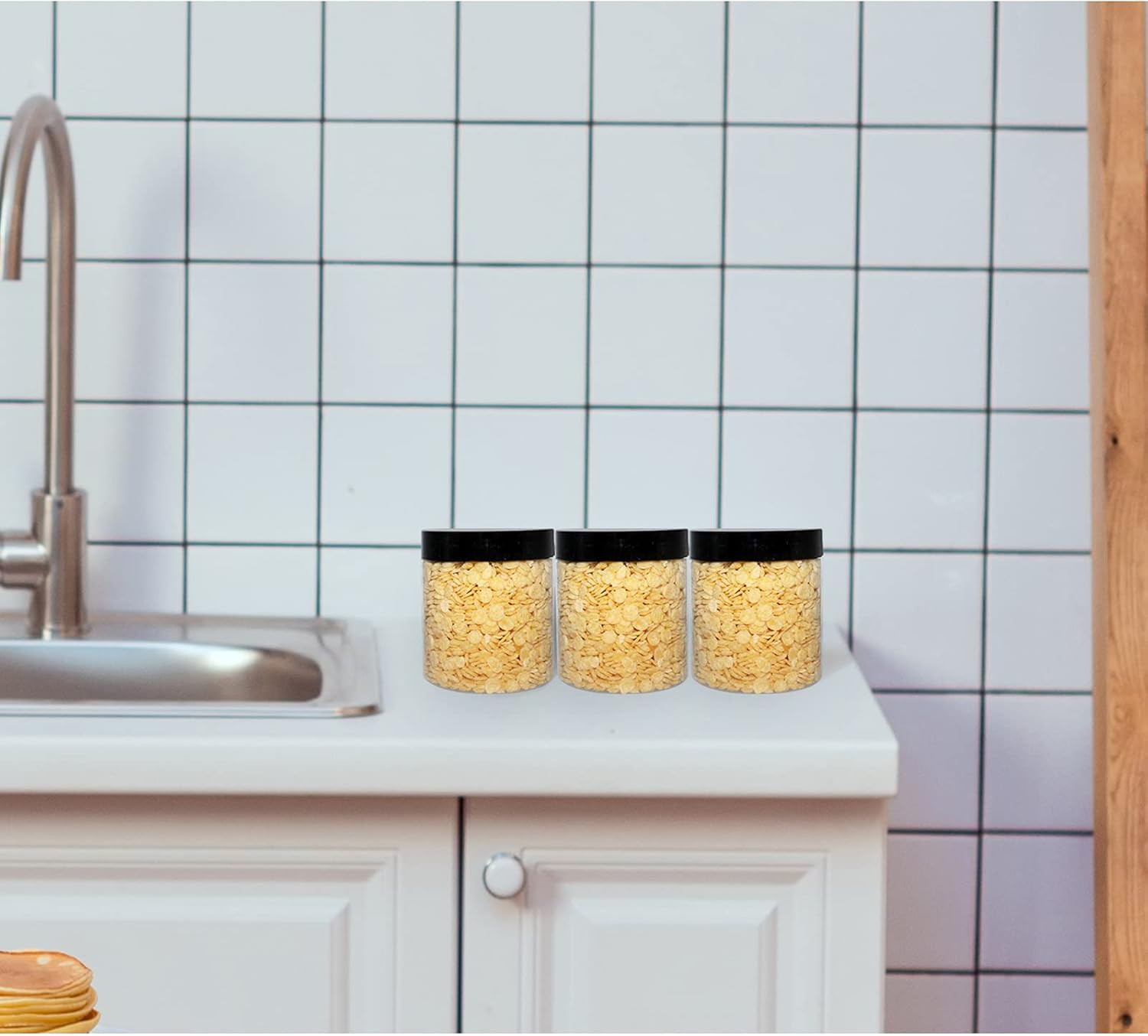 21 Pack 16 Oz Plastic Jars with Lids, Extra Labels, 1 Pen, Clear PET Seal Jar fo