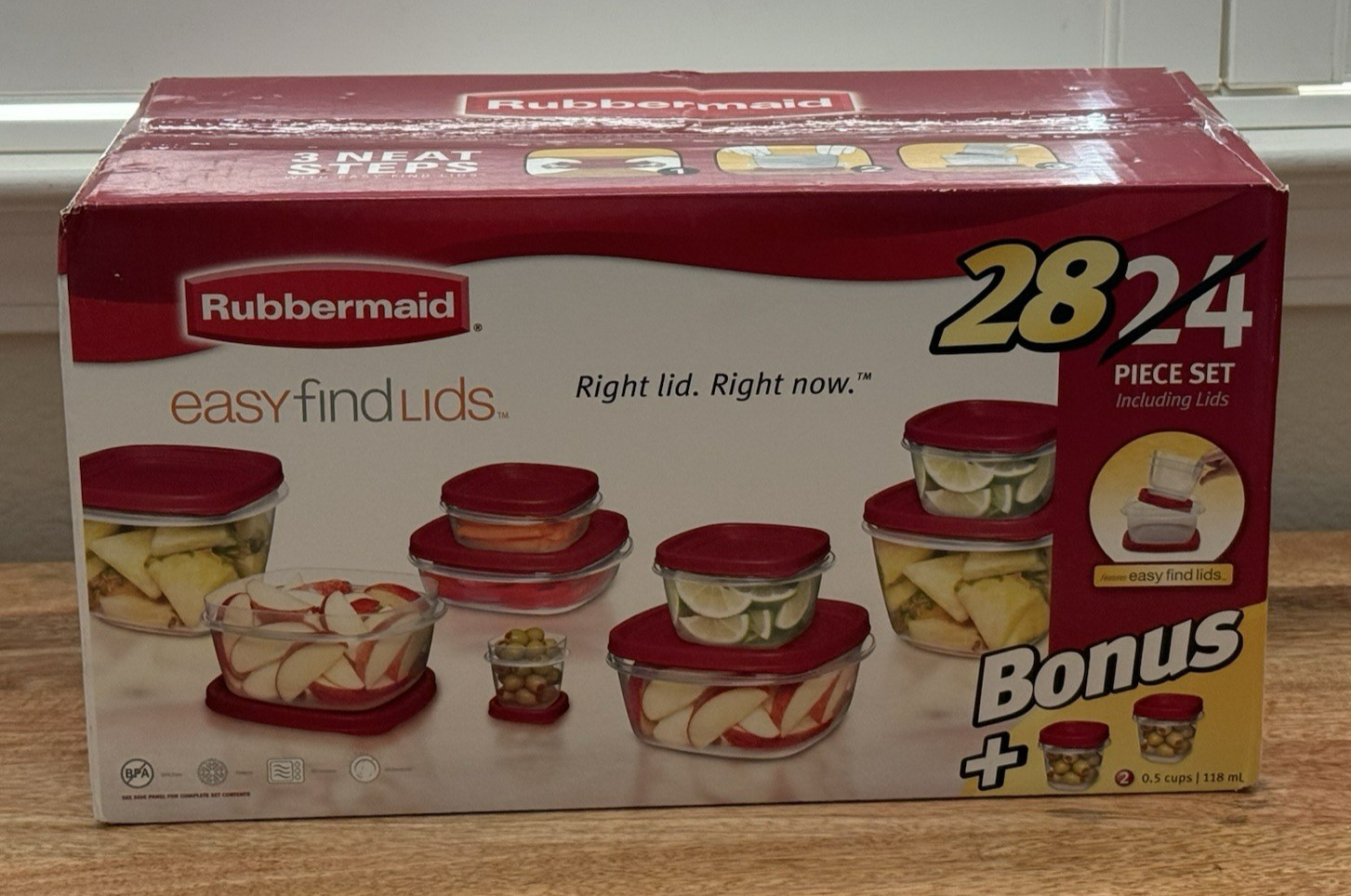 NEW Rubbermaid Easy Find Lids 28pc Food Storage Set Clear/Red