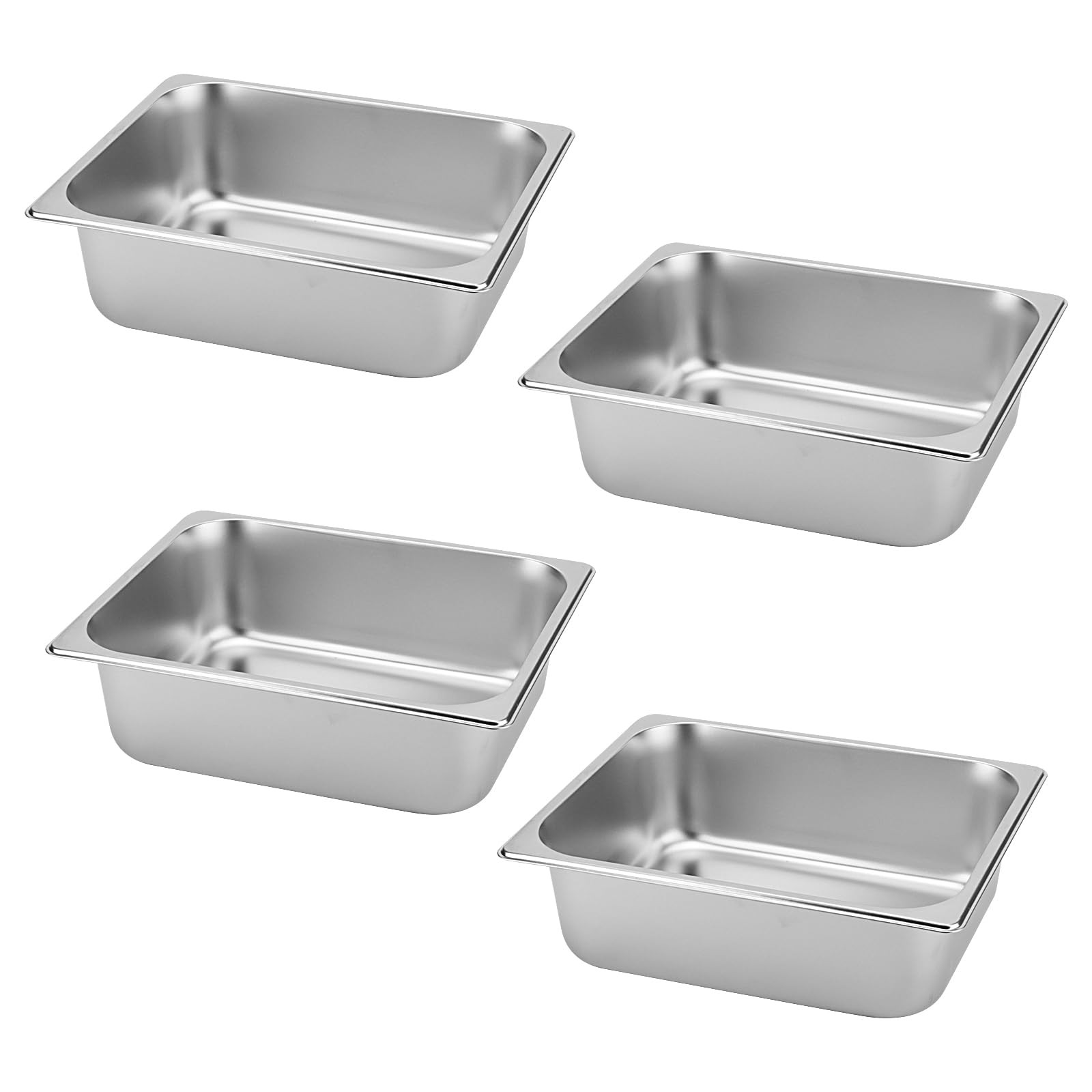 4 PCS 1/2 Hotel Pans 4 Inch Deep Steam Table Pan Half Size Stainless Steel