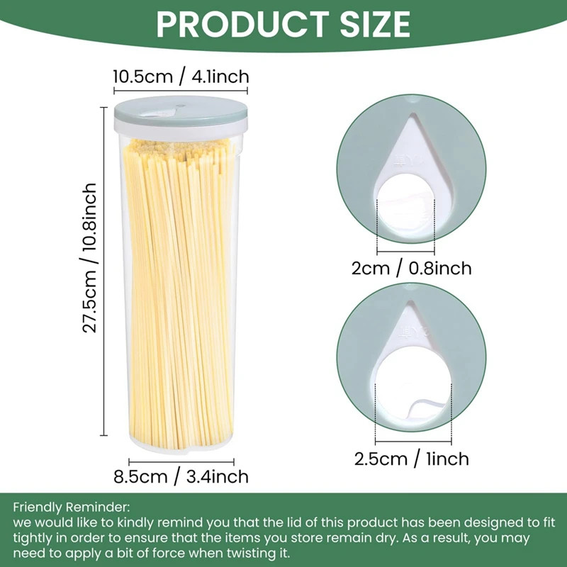 Airtight Pasta Spaghetti Noodle Container Sealed Food Storage Box Locking Lid