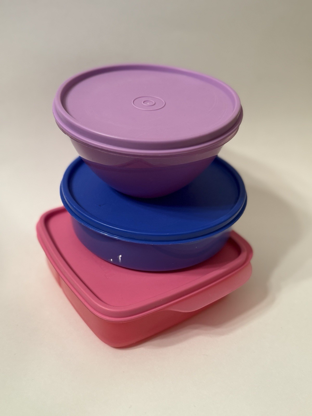 Tupperware Modular Bowls Set Of 3 Kitchen Food Storage Fridge Purple Pink