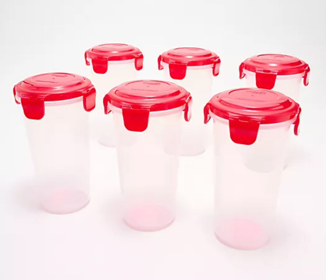 LocknLock 16-oz Slender Canisters w/ Locking Lids Set of 6 K92102 RED