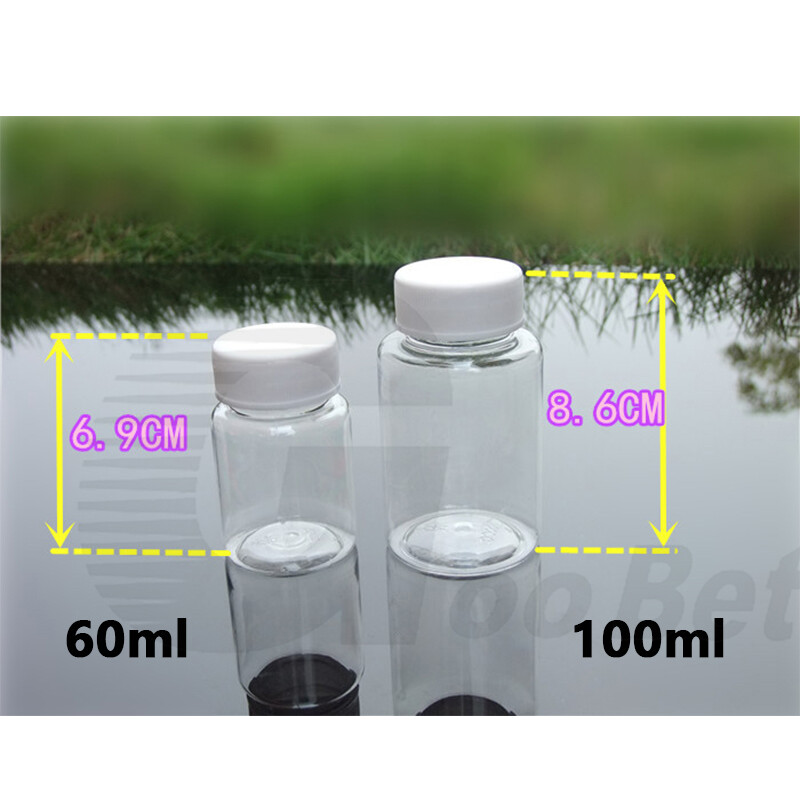 60ml 100ml Round PET Plastic Fruit Juice Smoothie Bottle Jar with Lid Cap Clear