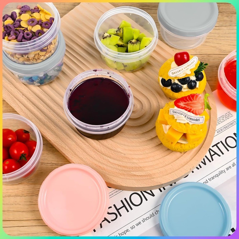 Reusable 8 oz Clear Plastic Food Storage Containers with Lids 6 Pack Leakproof