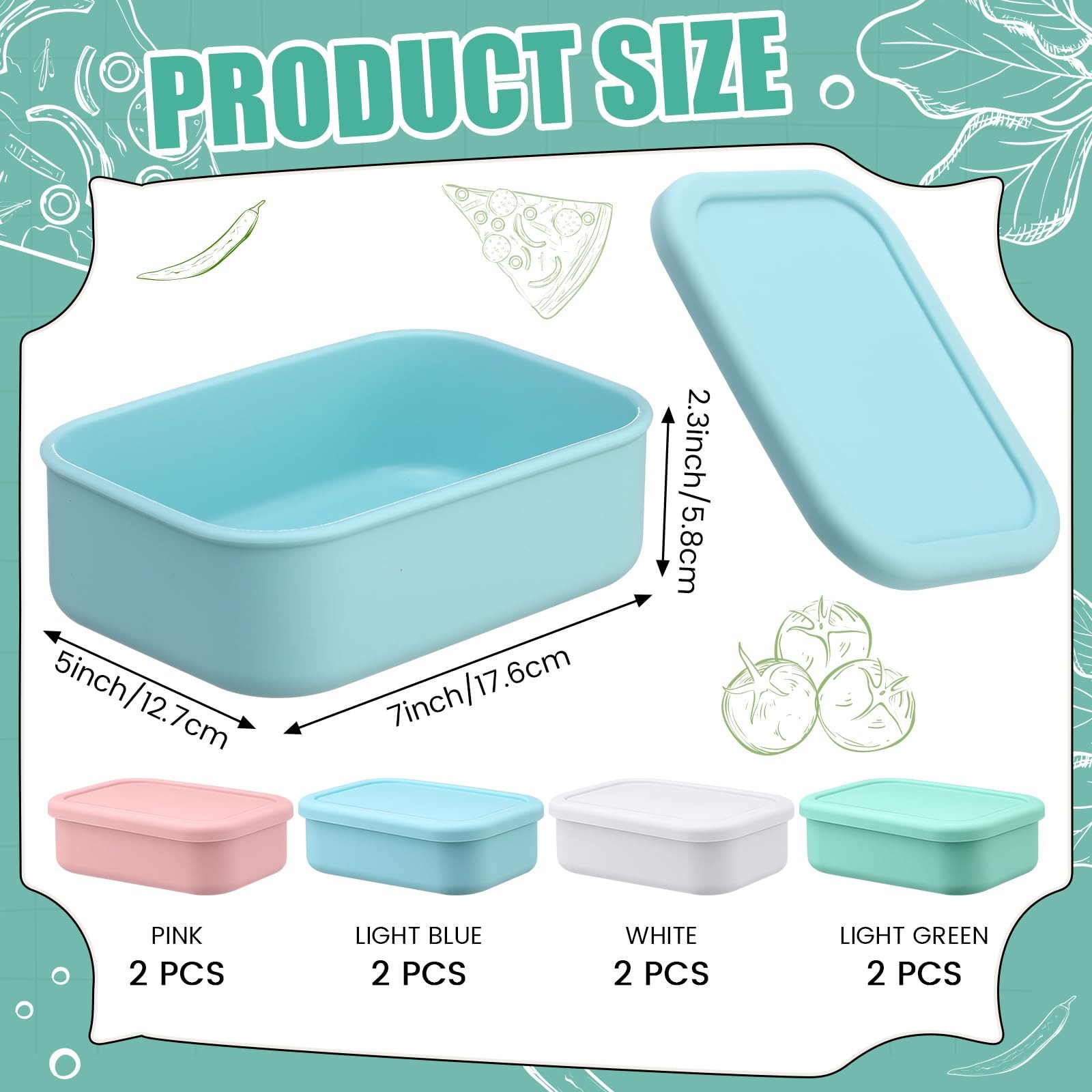 8 Pcs 2 Cup Silicone Freezer Trays with Lid Silicone Soup Freezer Molds Recta…