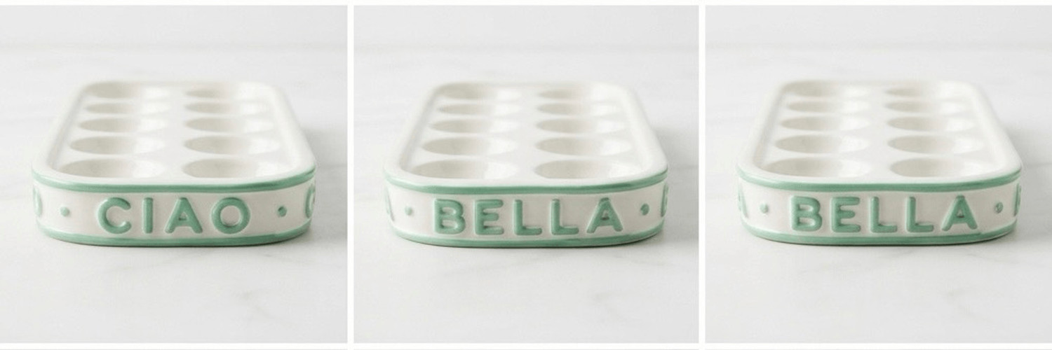Anthropologie Nelda Egg Crate Ciao Bella Stoneware Egg Holder Tray NWT Retired