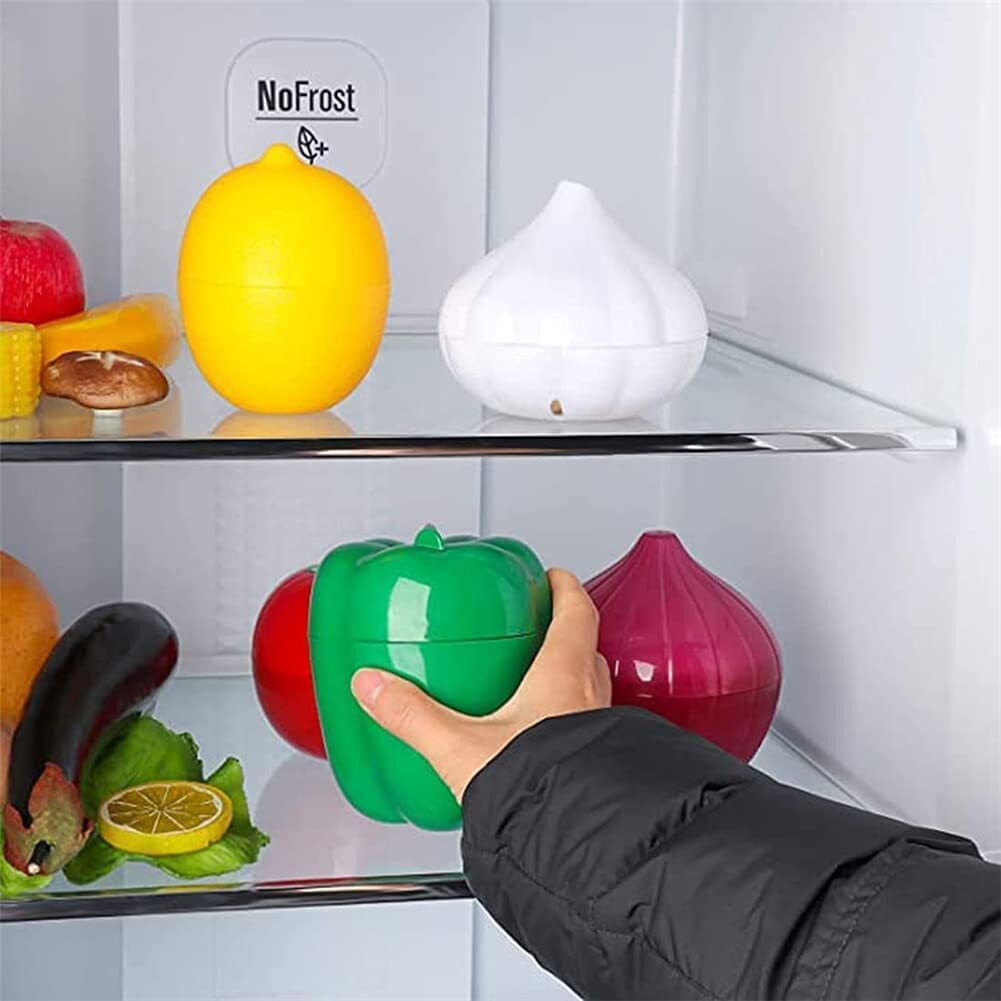 5pcs Plastic Vegetable Storage Box Lemon Onion Tomato Green Pepper And Garlic In