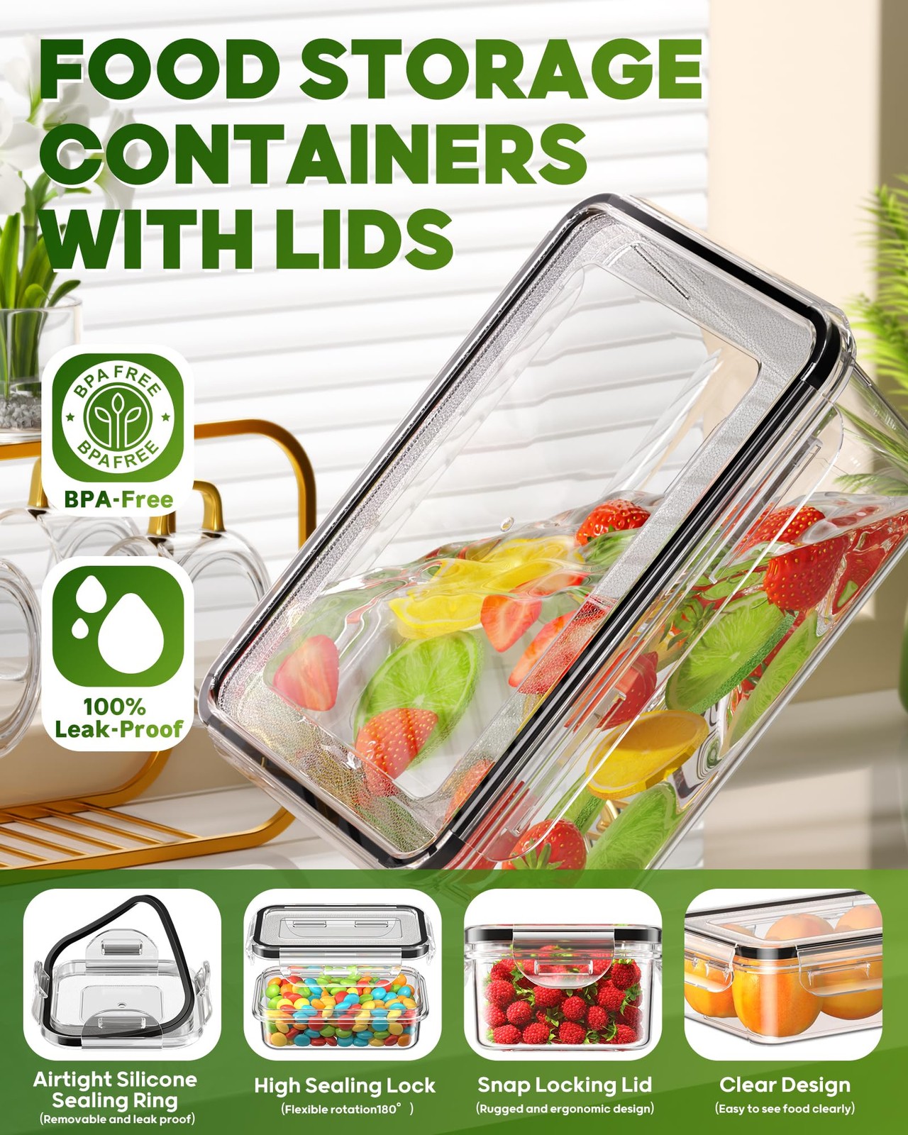 70 PCS Food Storage Containers with Lids(35 Containers & 35 Lids), BPA-Free P…