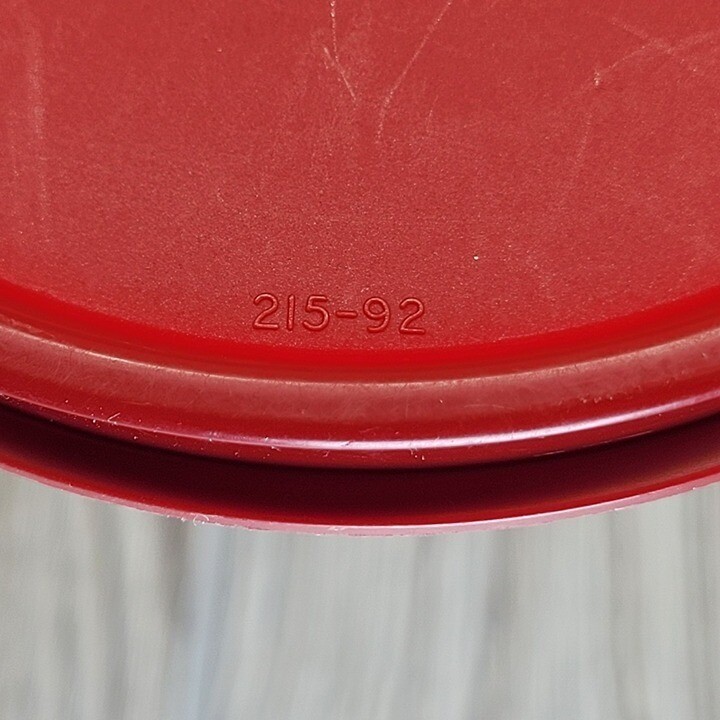 Tupperware Replacement Lid 215-92 Seal Cover Red Round Tabbed USA Vtg