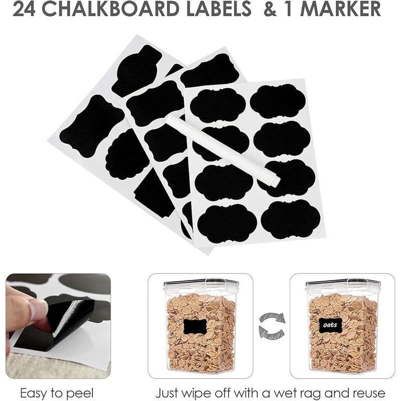 Airtight Food Storage Containers Set W/ Labels BPA Free Durable Plastic New