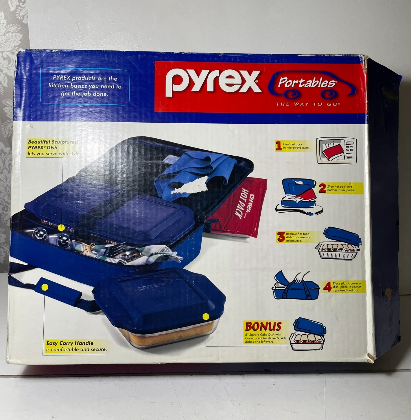 PYREX 6 Pc Portable Hot & Cold 3 Qt 9×13″ Glass Bakeware Carrier Set Cold & Hot