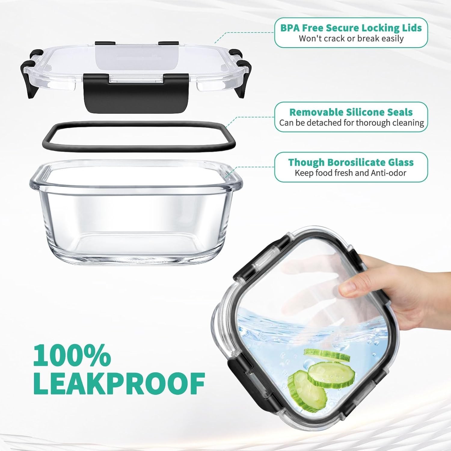 34 Pc Glass Food Storage Containers with Lids Airtight Meal Prep Set