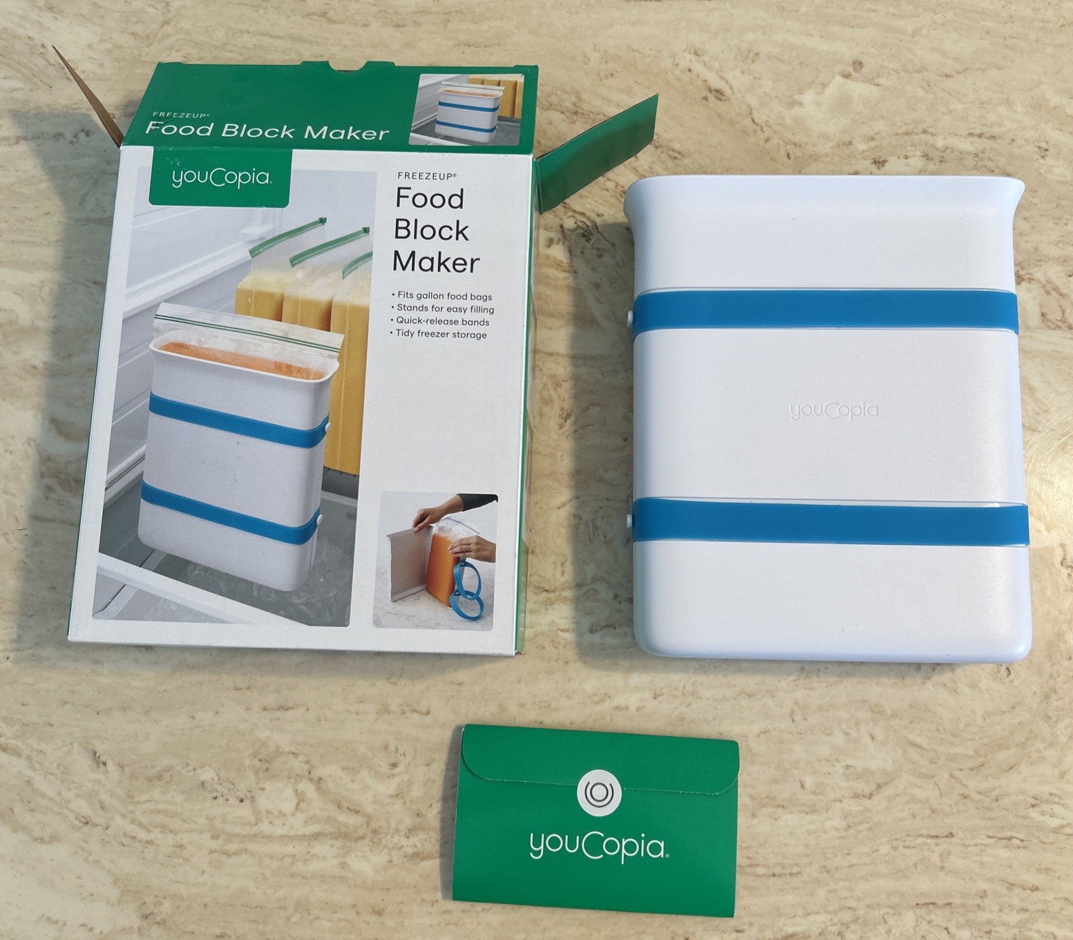 Youcopia FreezeUp Freezer Food Block Maker, Gallon Size, Meal Prep